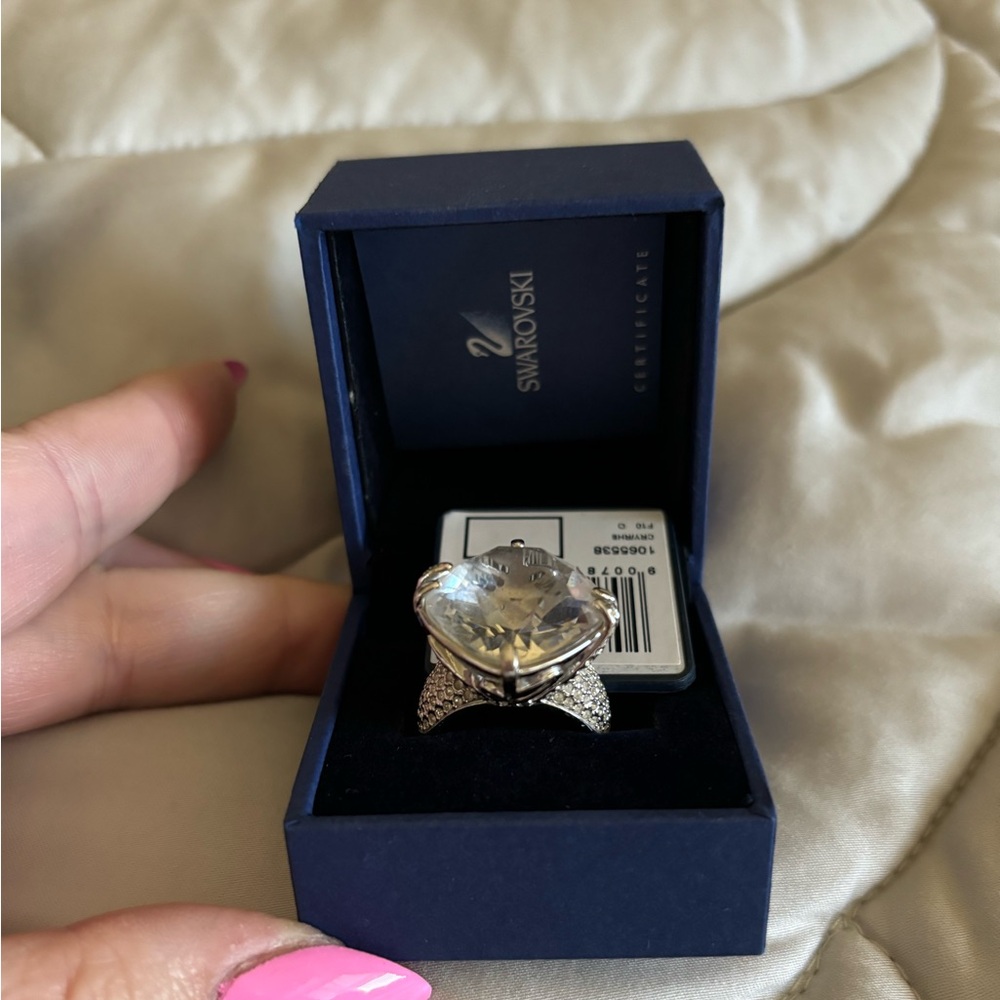 Swarovski Silver Band with Clear Crystal Ring